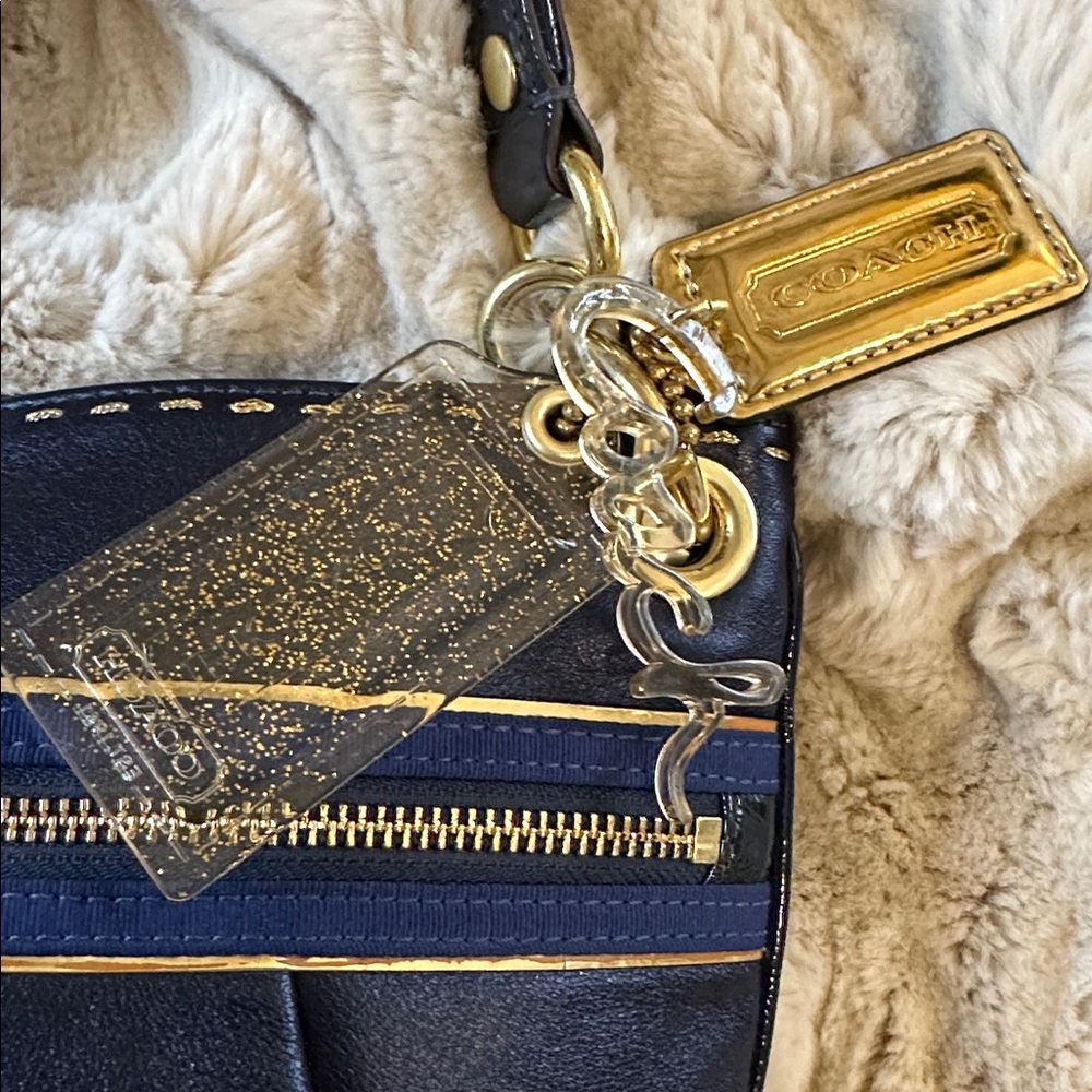 Coach Poppy Signature Sapphire Blue Leather Convertible Bag - Picture 11 of 17